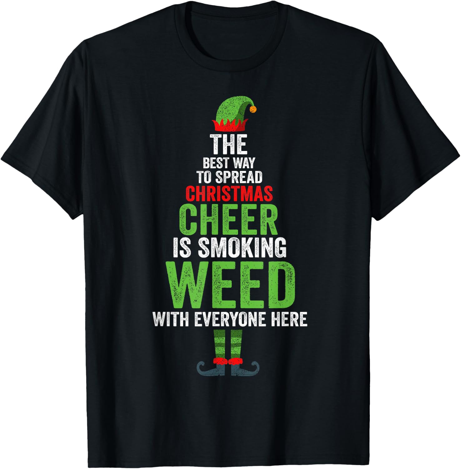 Weed Christmas Men Apparel Funny Marijuana Pot Leaf Cannabis T-Shirt - T-Shirt | Black