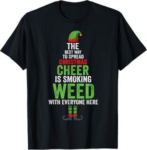 Weed Christmas Men Apparel Funny Marijuana Pot Leaf Cannabis T-Shirt - T-Shirt | Black