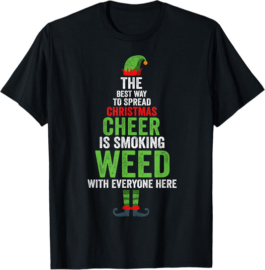 Weed Christmas Men Apparel Funny Marijuana Pot Leaf Cannabis T-Shirt - T-Shirt | Black