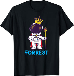 FORREST Personalized Name Astronaut Birthday King T-Shirt - T-Shirt | Black