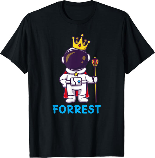 FORREST Personalized Name Astronaut Birthday King T-Shirt - T-Shirt | Black