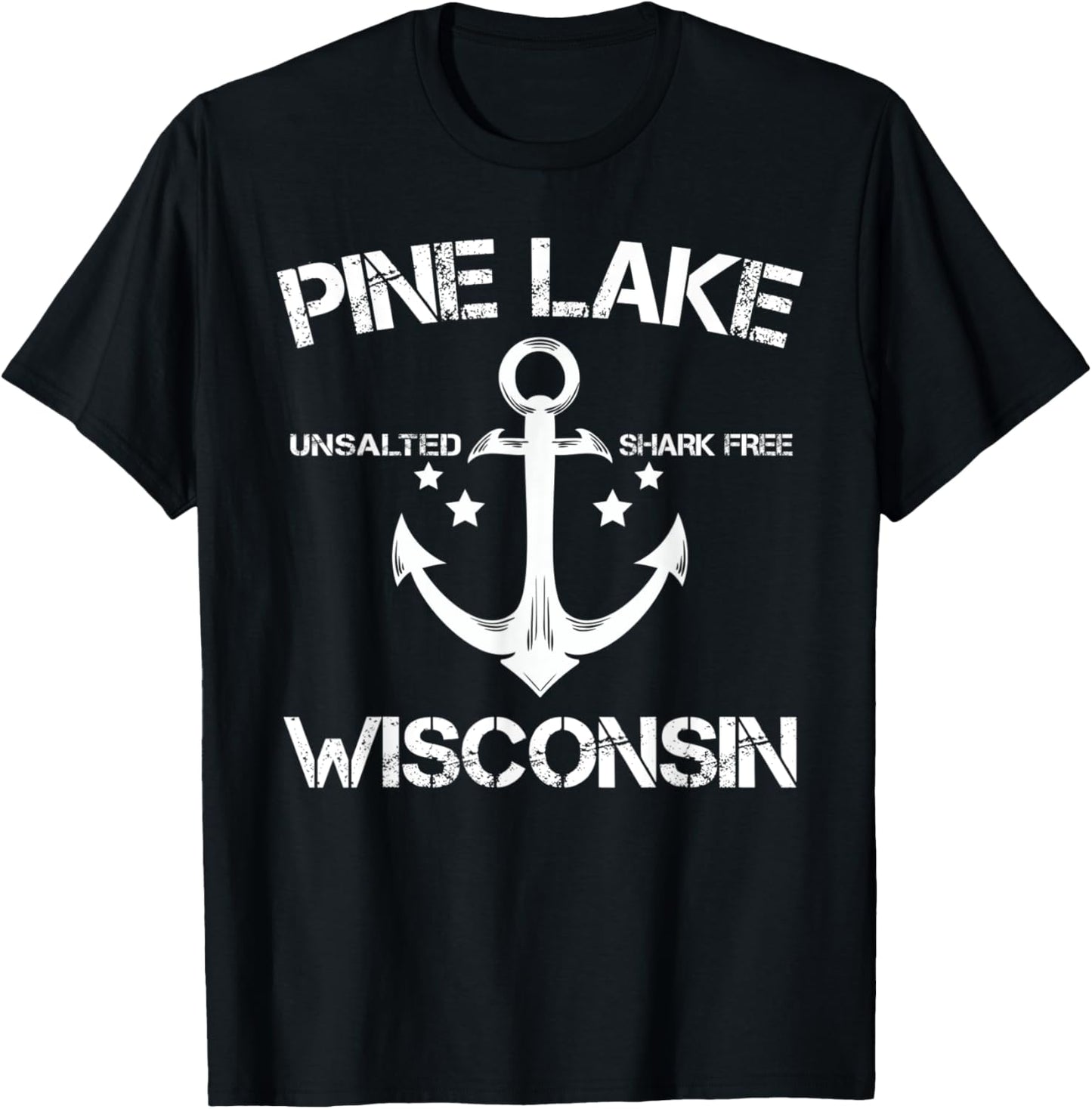 PINE LAKE WISCONSIN Funny Fishing Camping Summer Gift T-Shirt - T-Shirt | Black