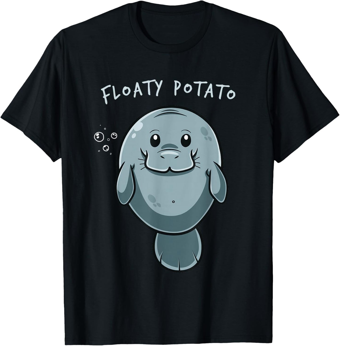 Flaoty Potato Manatee Funny Manati Manatee Chubby Mermaid T-Shirt - T-Shirt | Black