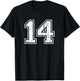 Number 14 Fourteen Distressed Vintage Sports Team Training T-Shirt - T-Shirt | Black