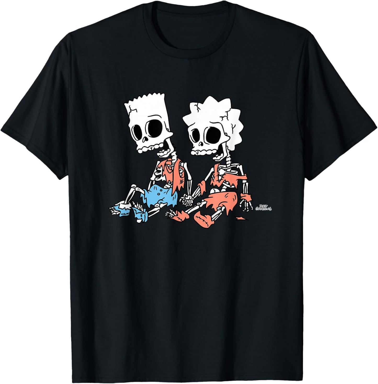 The Simpsons Bart and Lisa Skeletons Treehouse of Horror T-Shirt - T-Shirt | Black
