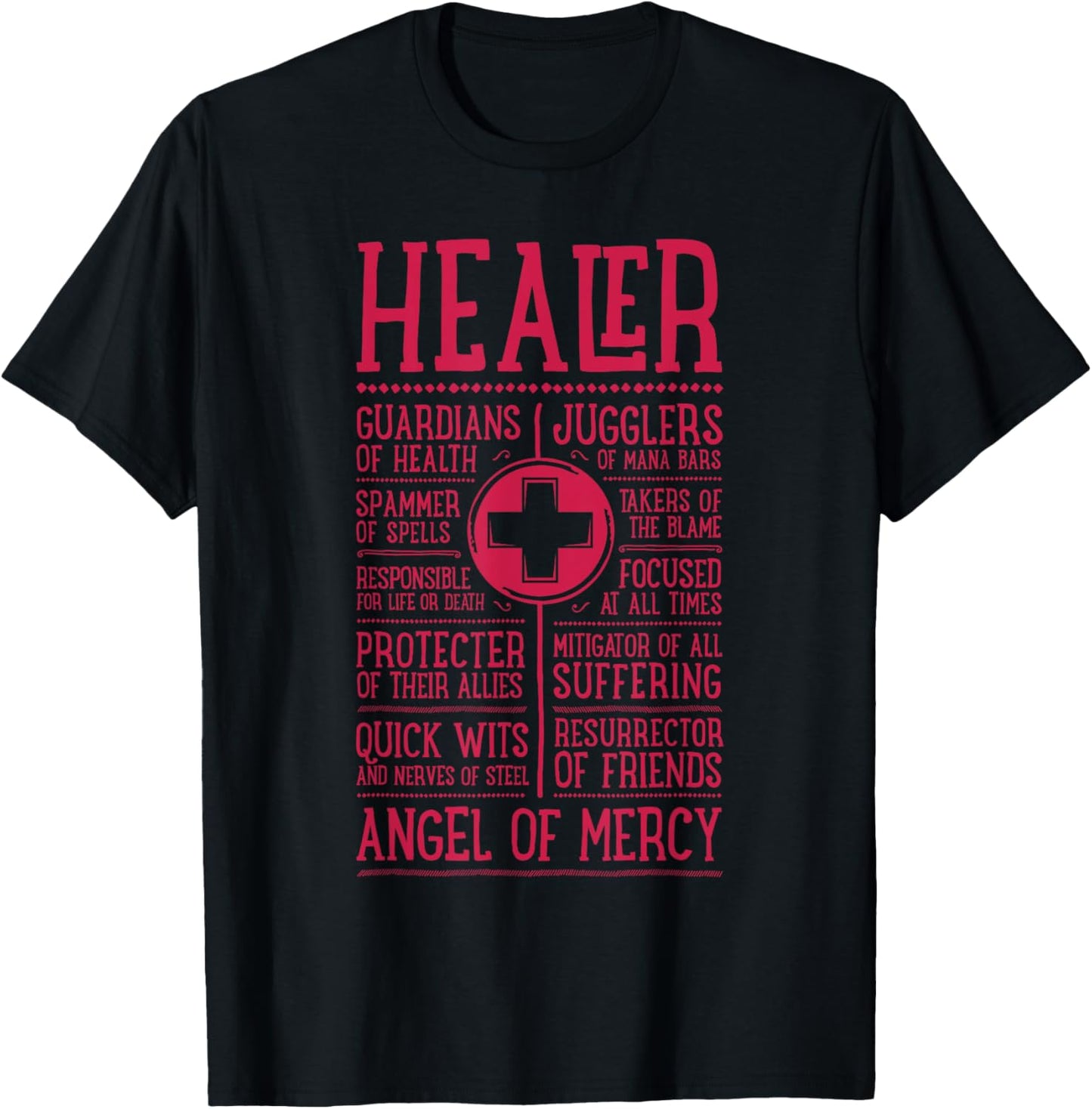 WoW Funny Healer Role Gaming Heals T-Shirt - T-Shirt | Black