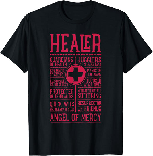 WoW Funny Healer Role Gaming Heals T-Shirt - T-Shirt | Black