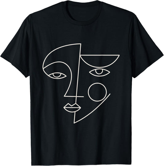 Minimal Abstract Woman Art Design T-Shirt - T-Shirt | Black