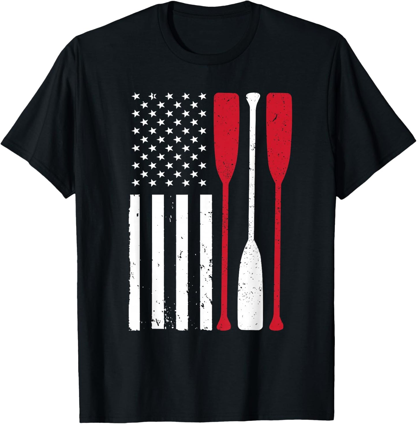 Funny Rowing Art Men Women US America Flag Coxswain Row Crew T-Shirt - T-Shirt | Black
