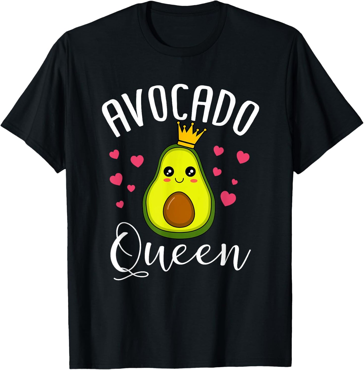 Cute Avocado Queen Funny Vegan Women T-Shirt - T-Shirt | Black