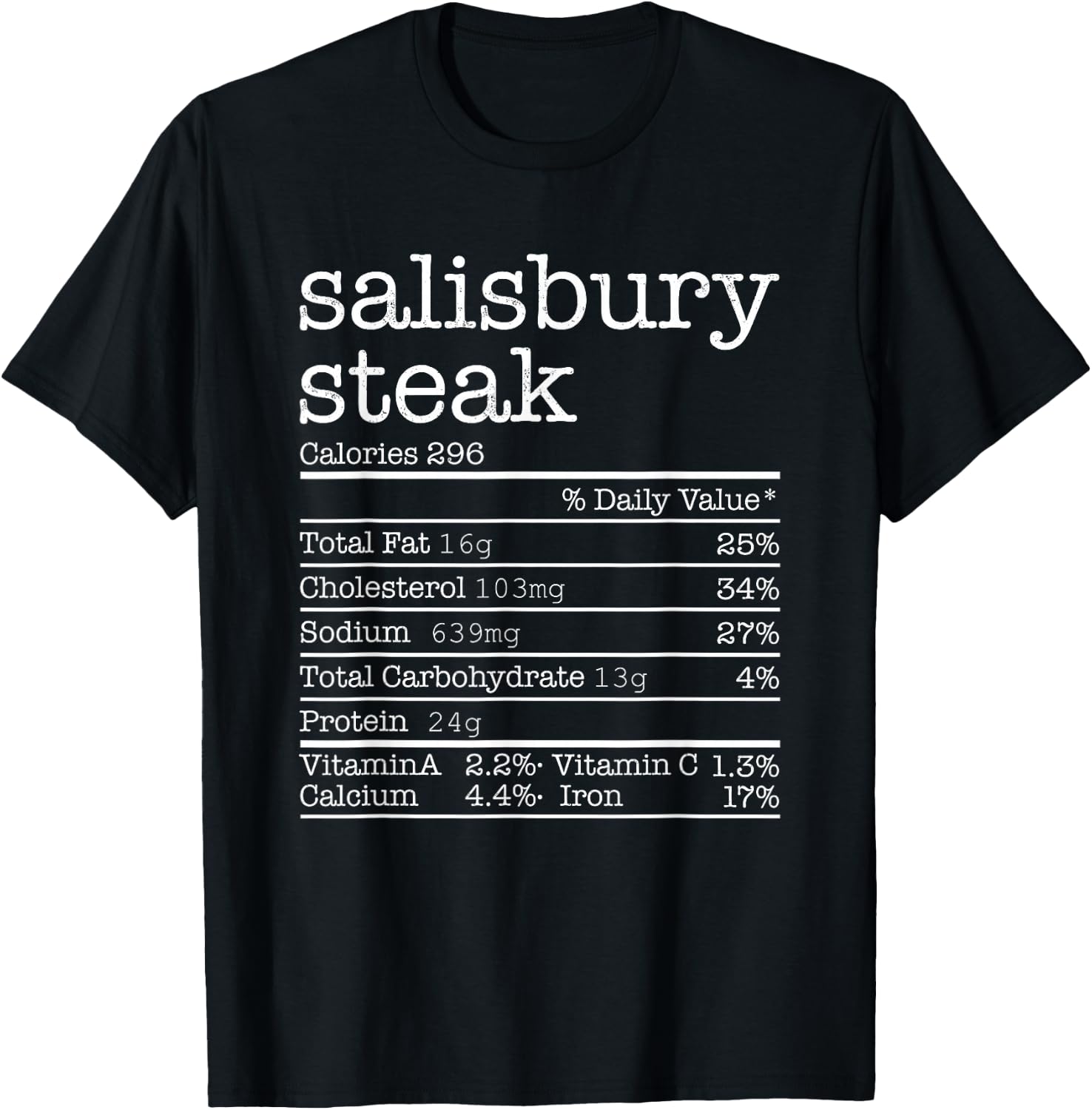 Salisbury Steak Nutrition Facts Thanksgiving Christmas Food T-Shirt - T-Shirt | Black