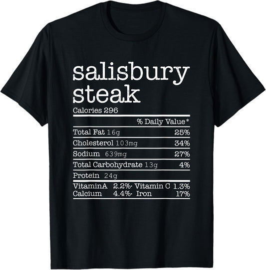 Salisbury Steak Nutrition Facts Thanksgiving Christmas Food T-Shirt - T-Shirt | Black