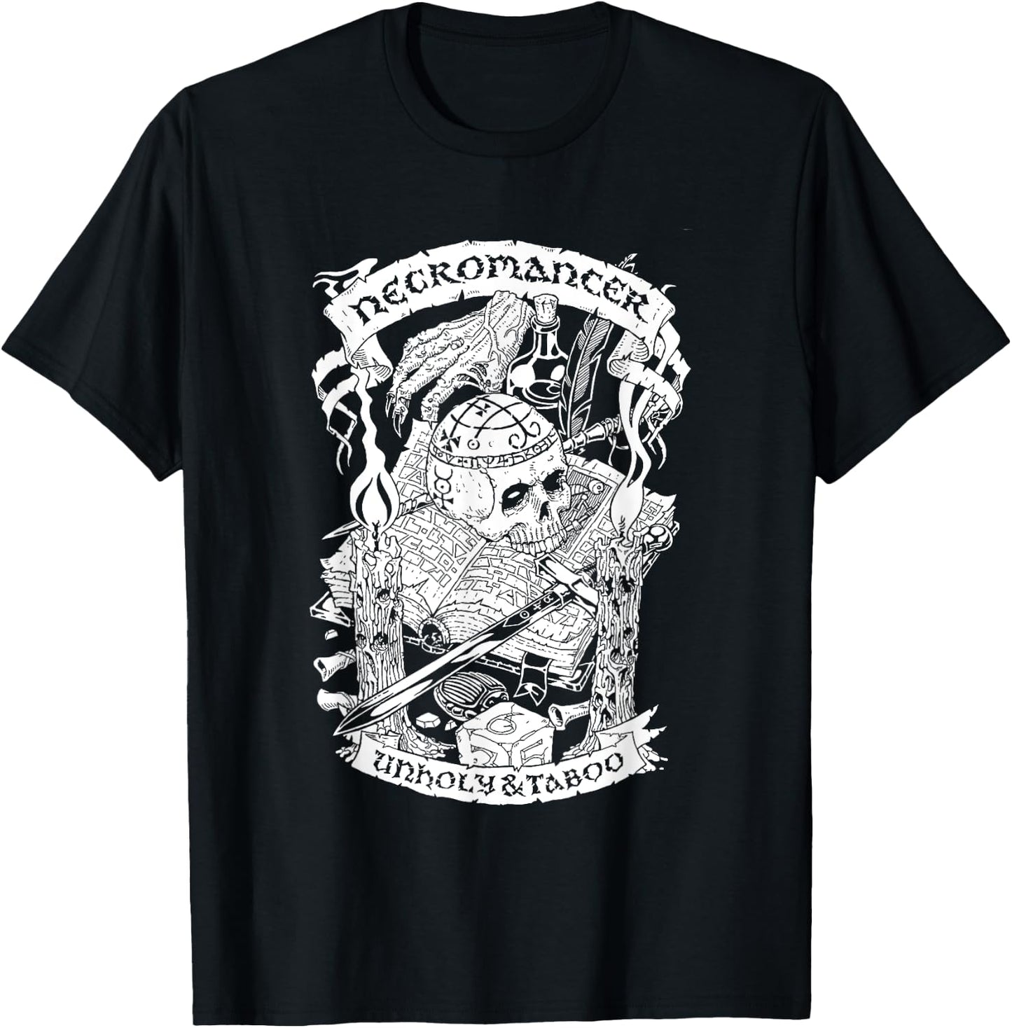 Games Sesh Fantasy RPG Necromancer - -Adults, Black, Small T-Shirt - T-Shirt | Black