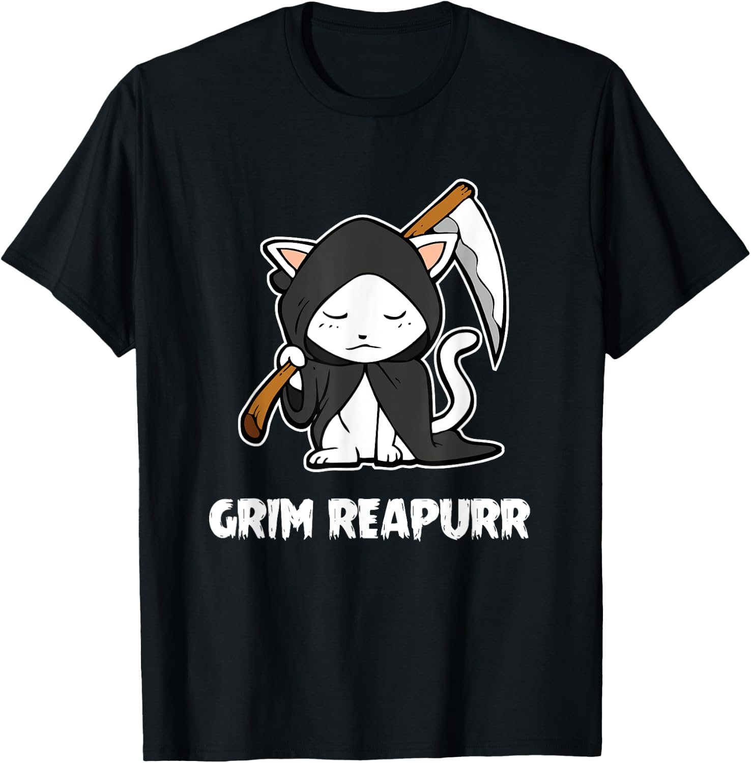 Grim Reapurr Grim Reaper Cat Halloween Costume Kitten Cats T-Shirt - T-Shirt | Black