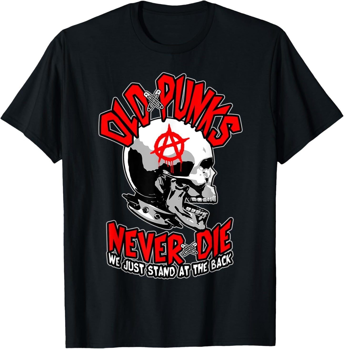 Old Punks Never Die Punk Rock Music Mohawk Skull T-Shirt - T-Shirt | Black