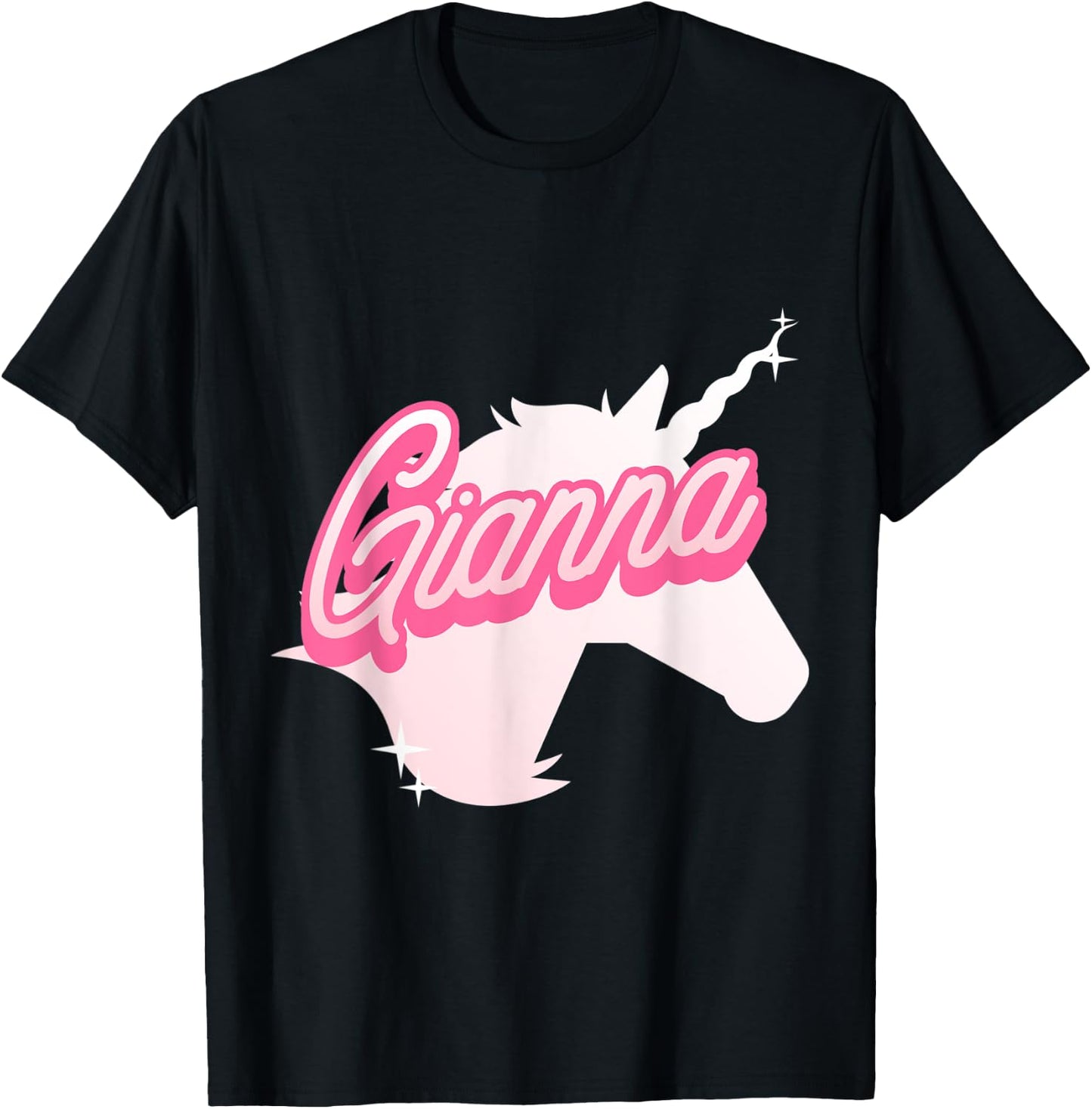 Gianna Name Gift Personalized Unicorn Theme Party T-Shirt - T-Shirt | Black