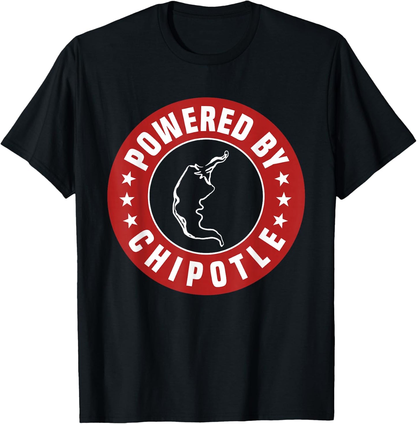 Funny Powered By Chipotle Design Chili Pepper T-Shirt - T-Shirt | Black