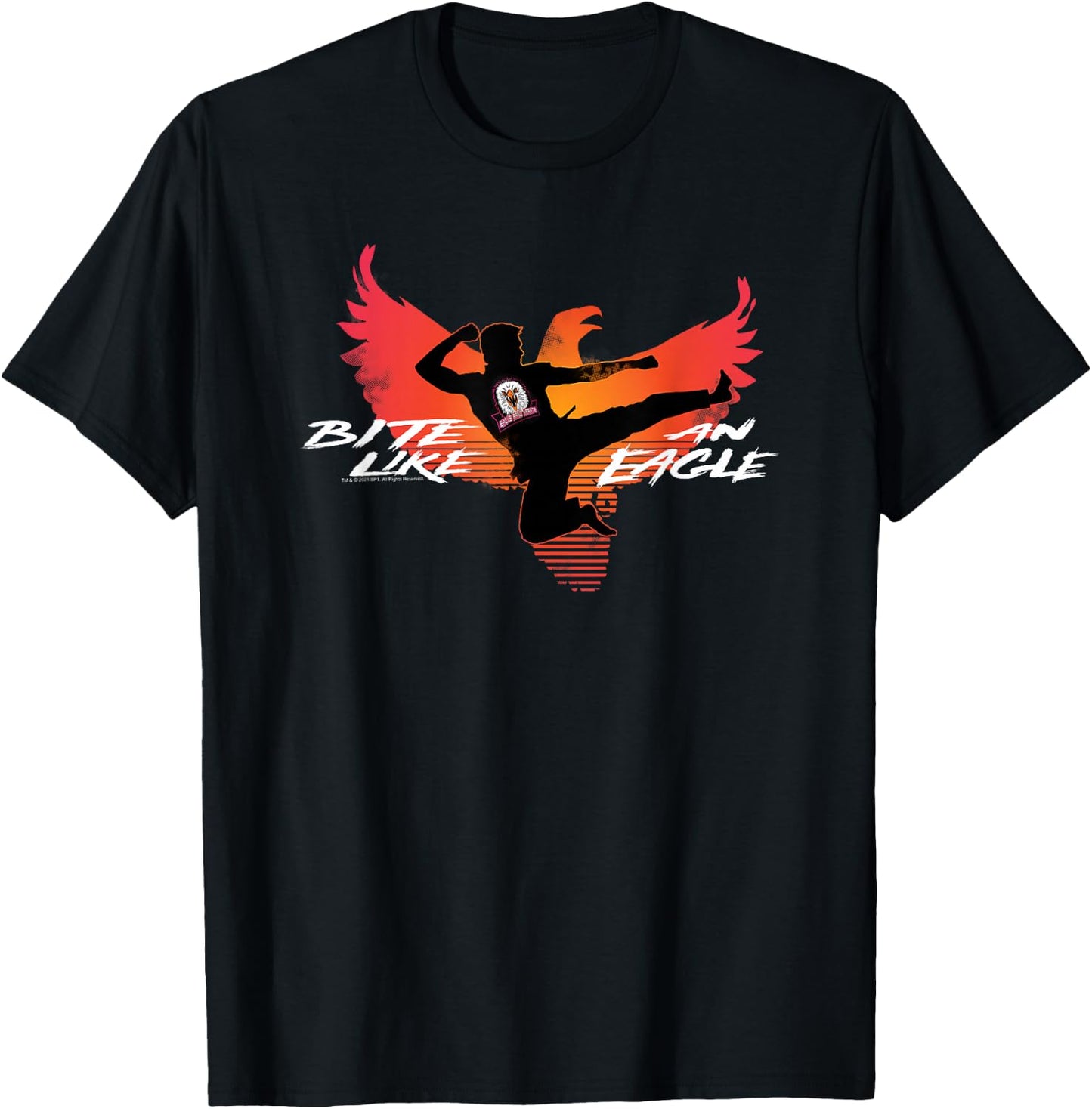 Cobra Kai Bite Like an Eagle Jump Kick TV Show T-Shirt - T-Shirt | Black