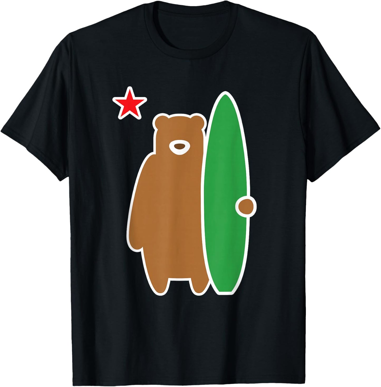 California Bear with Surf Board Surfing T-Shirt - T-Shirt | Black