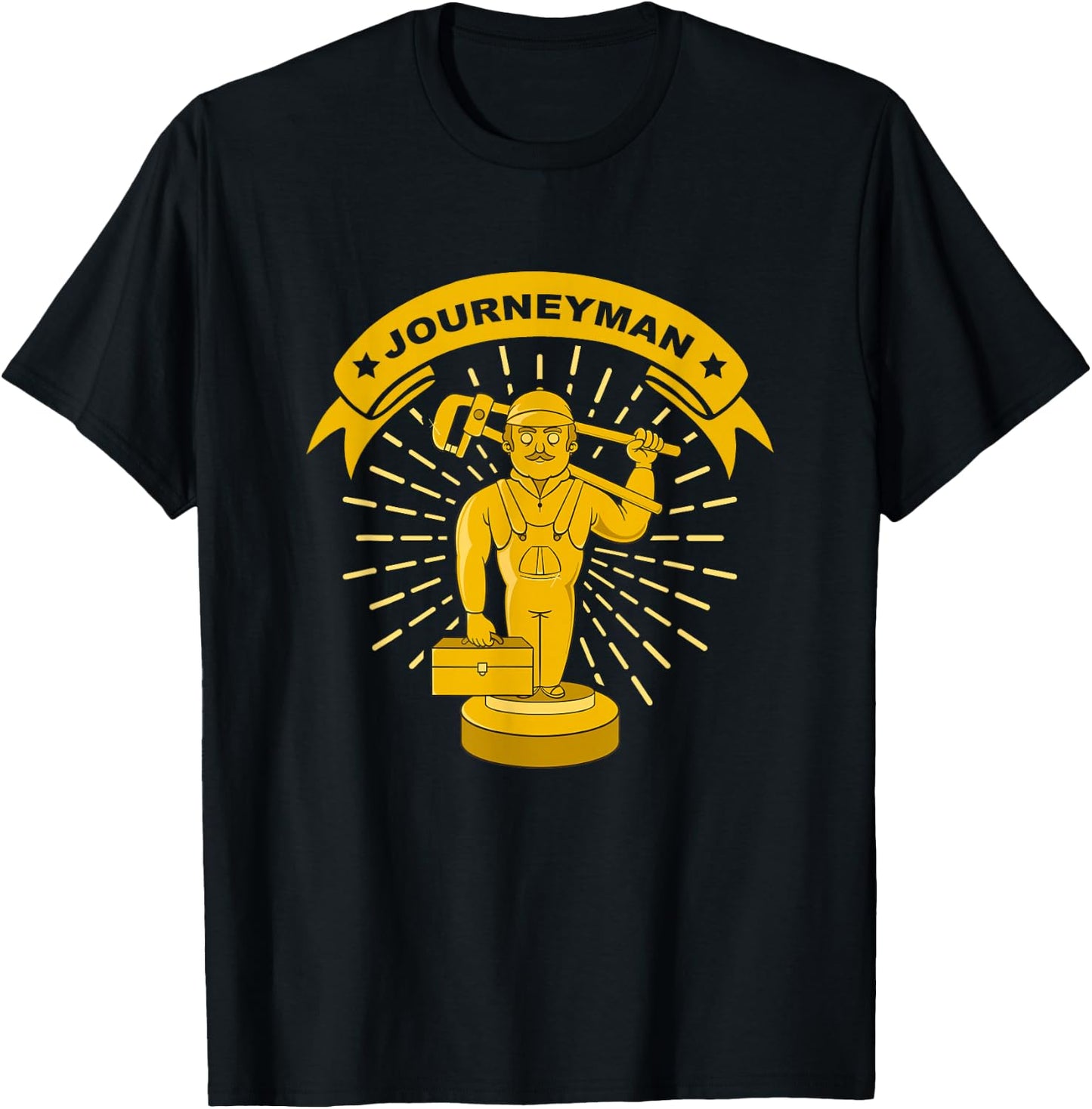 Journeyman Plumber Gift Trophy Statue Plumbing T-Shirt - T-Shirt | Black