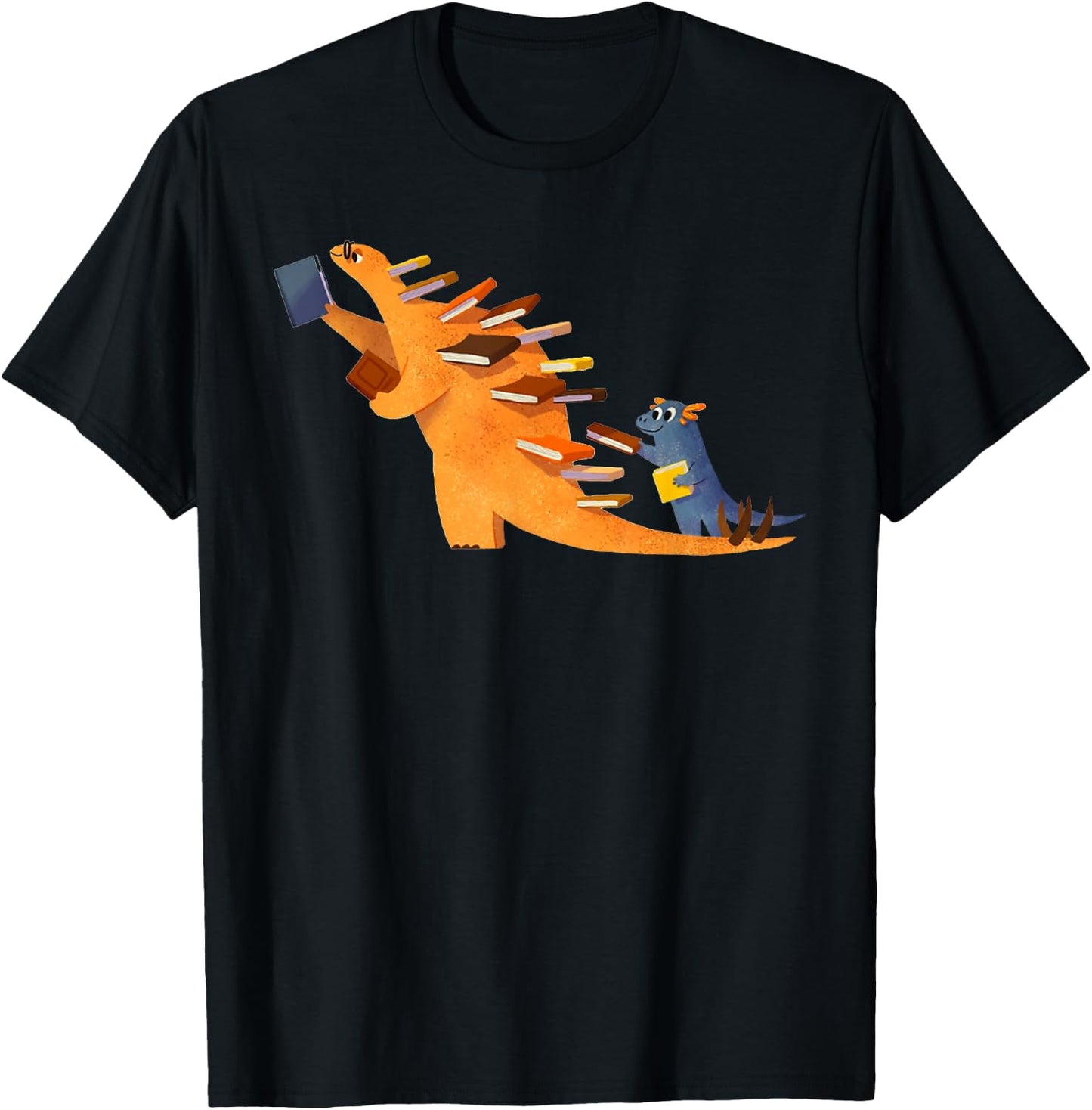 Cute Dinosaur Book Reading T-Shirt - T-Shirt | Black