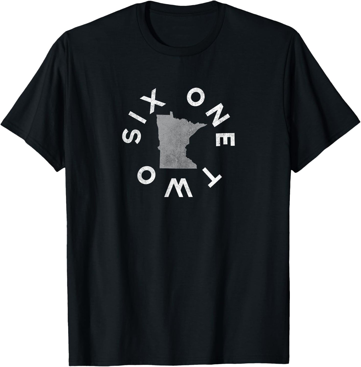 Vintage 612 Six One Two Minnesota Outline Map MN T-Shirt - T-Shirt | Black