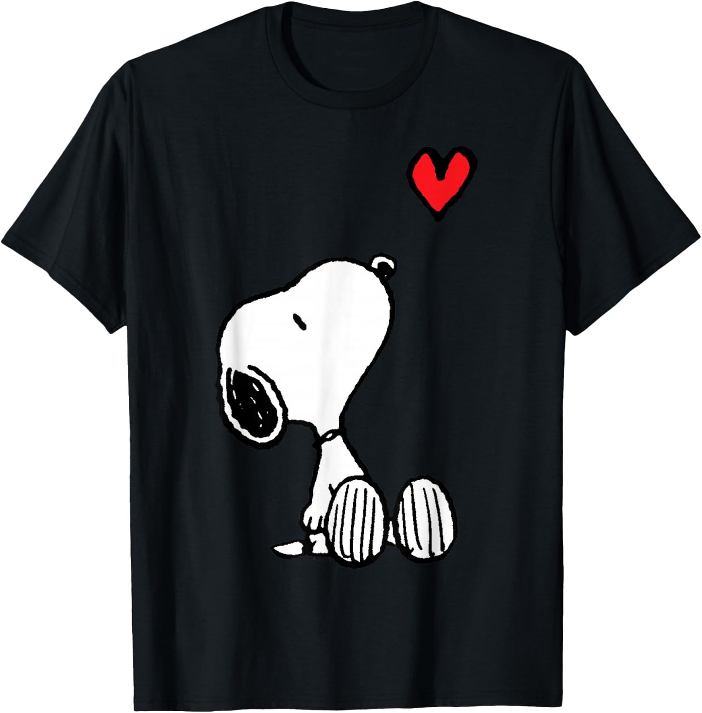 Peanuts Heart Sitting Snoopy T-Shirt - T-Shirt | Black