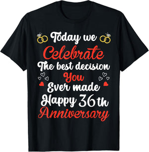 36 Years Anniversary Marriage Couples 36th Year of Marriage T-Shirt - T-Shirt | Black