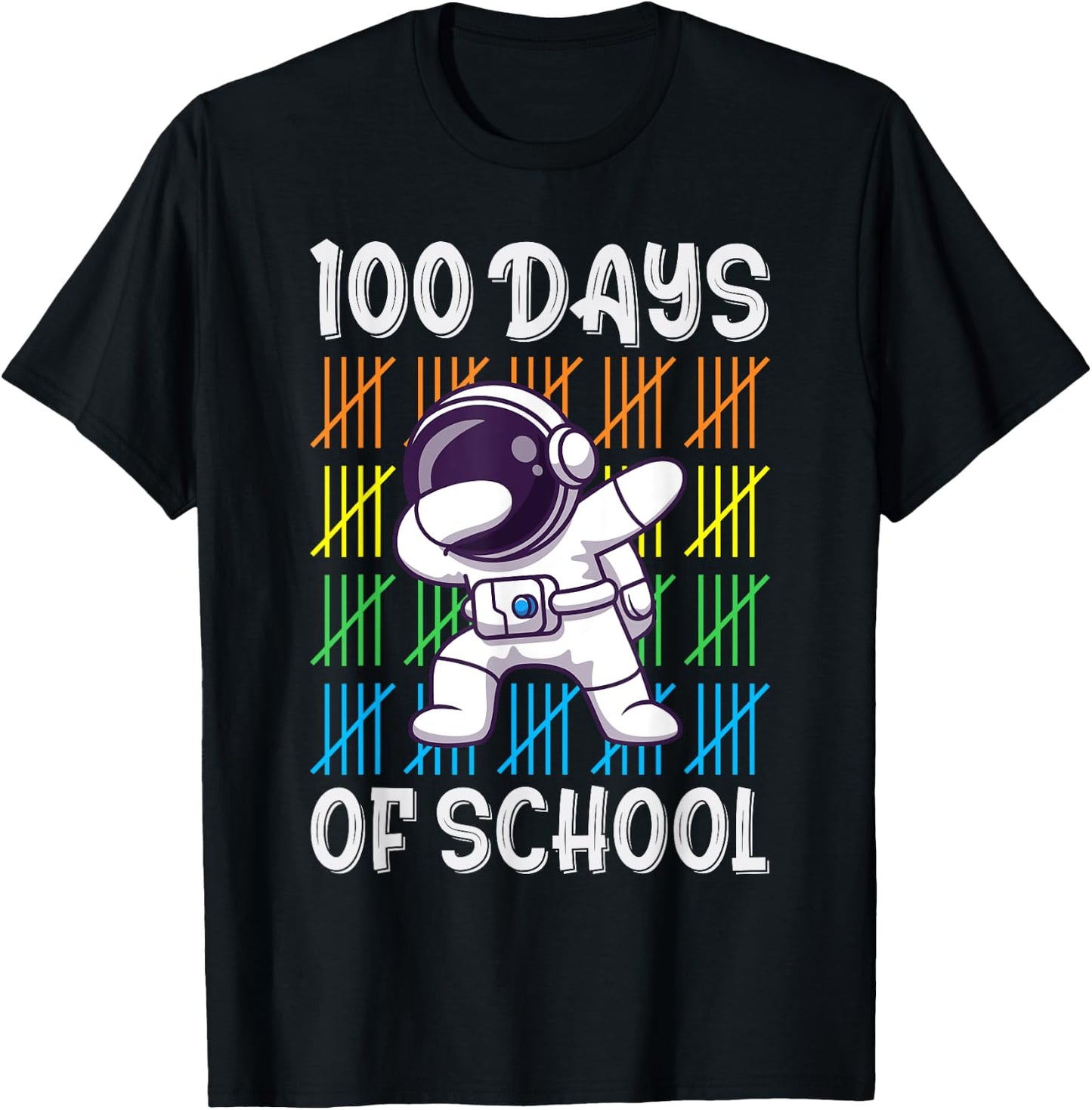 100th Day of School Boys Girls Kids Funny Dabbing Astronaut T-Shirt - T-Shirt | Black