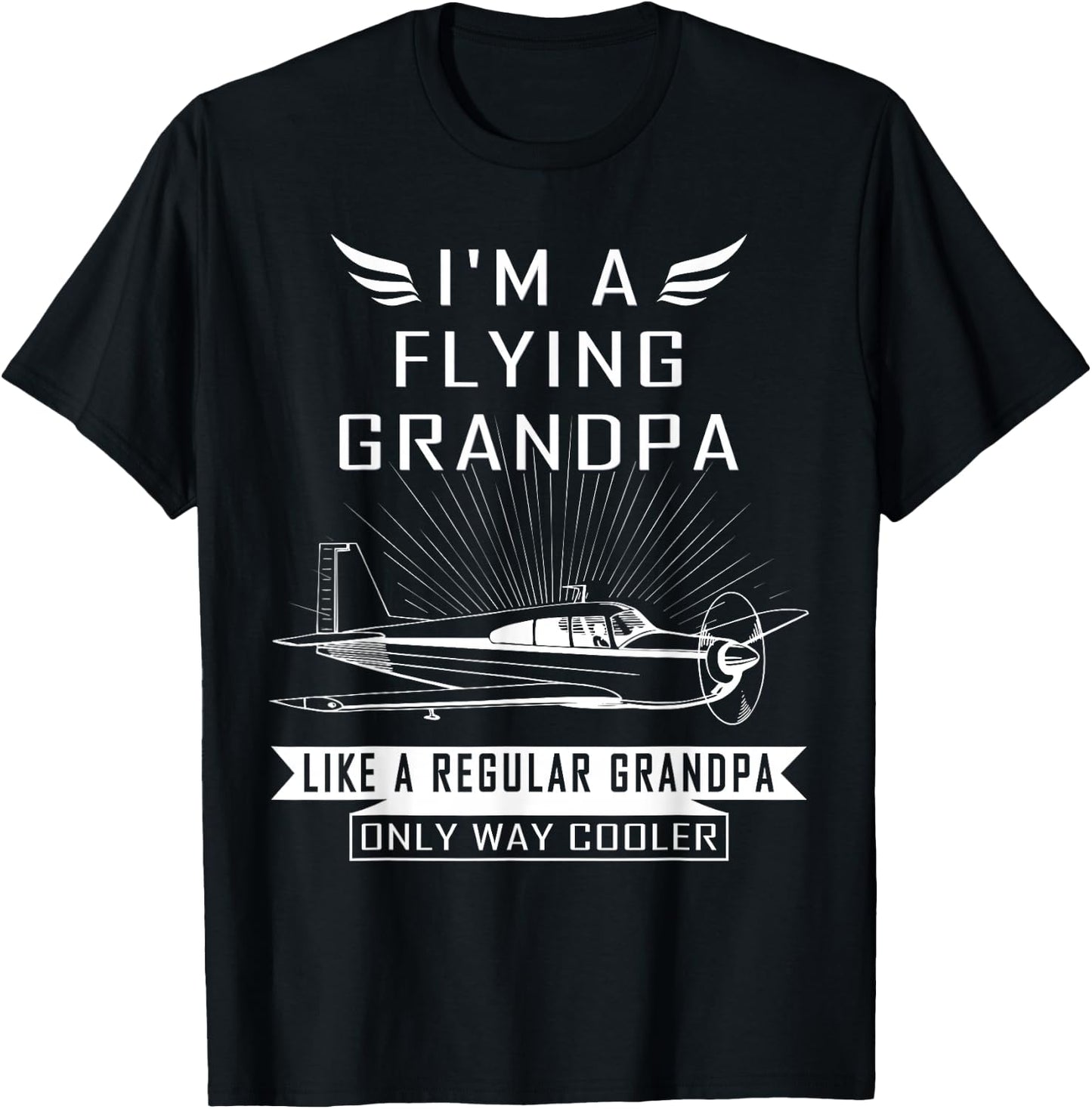 Flying Grandpa Shirt Pilot Gift Pilot Humor T-Shirt - T-Shirt | Black