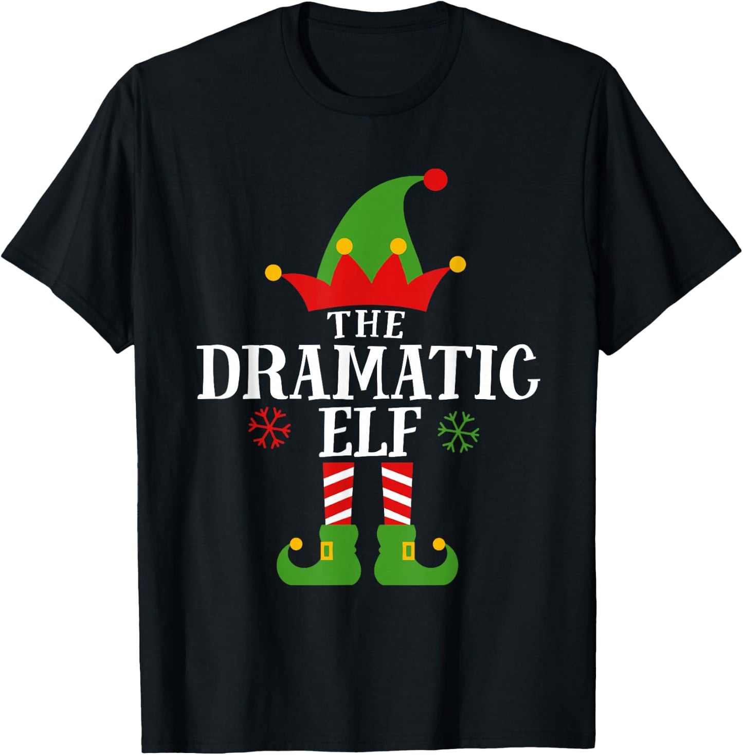 Dramatic Elf Funny Matching Family Group Christmas Pajama T-Shirt - T-Shirt | Black