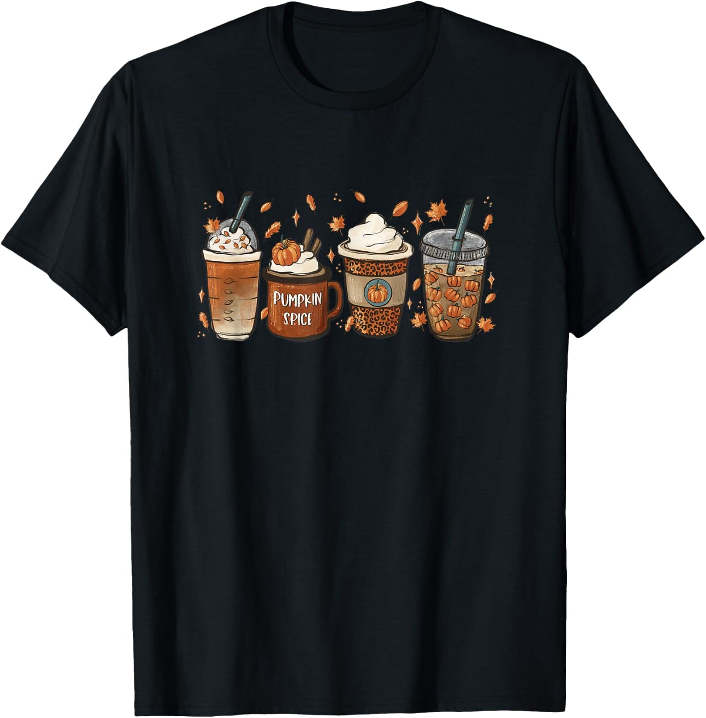 Halloween Coffee Pumpkin Latte Spice Coffee Love Fall Season T-Shirt - T-Shirt | Black