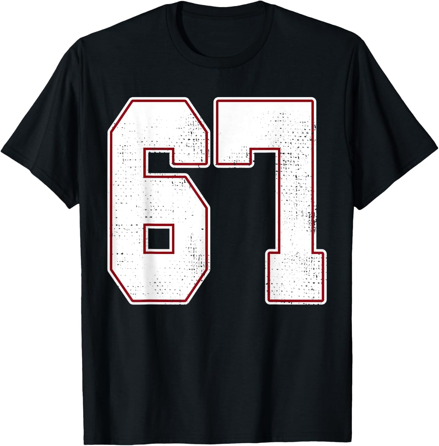 #67 Outline Number 67 Fan Varsity Sports Team Blue Jersey T-Shirt - T-Shirt | Black