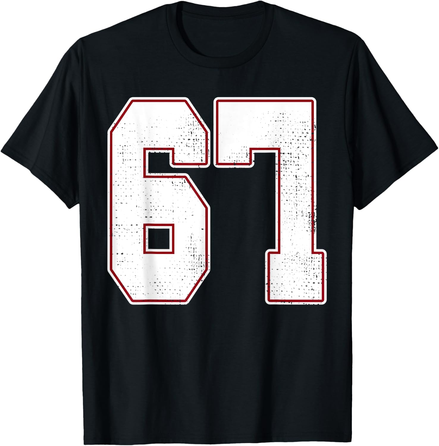 #67 Outline Number 67 Fan Varsity Sports Team Blue Jersey T-Shirt - T-Shirt | Black
