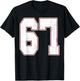 #67 Outline Number 67 Fan Varsity Sports Team Blue Jersey T-Shirt - T-Shirt | Black