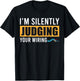 Im Silently Judging Your Wiring Funny Lineman Electrician T-Shirt - T-Shirt | Black