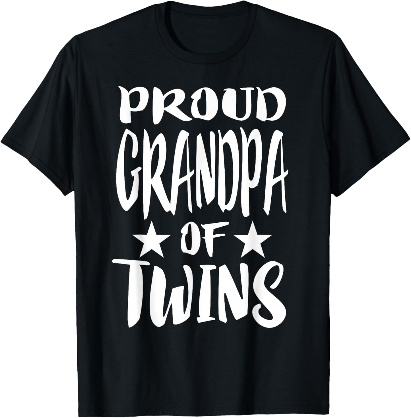 Proud Grandpa Of Twins New Grandfather Gift T-Shirt - T-Shirt | Black