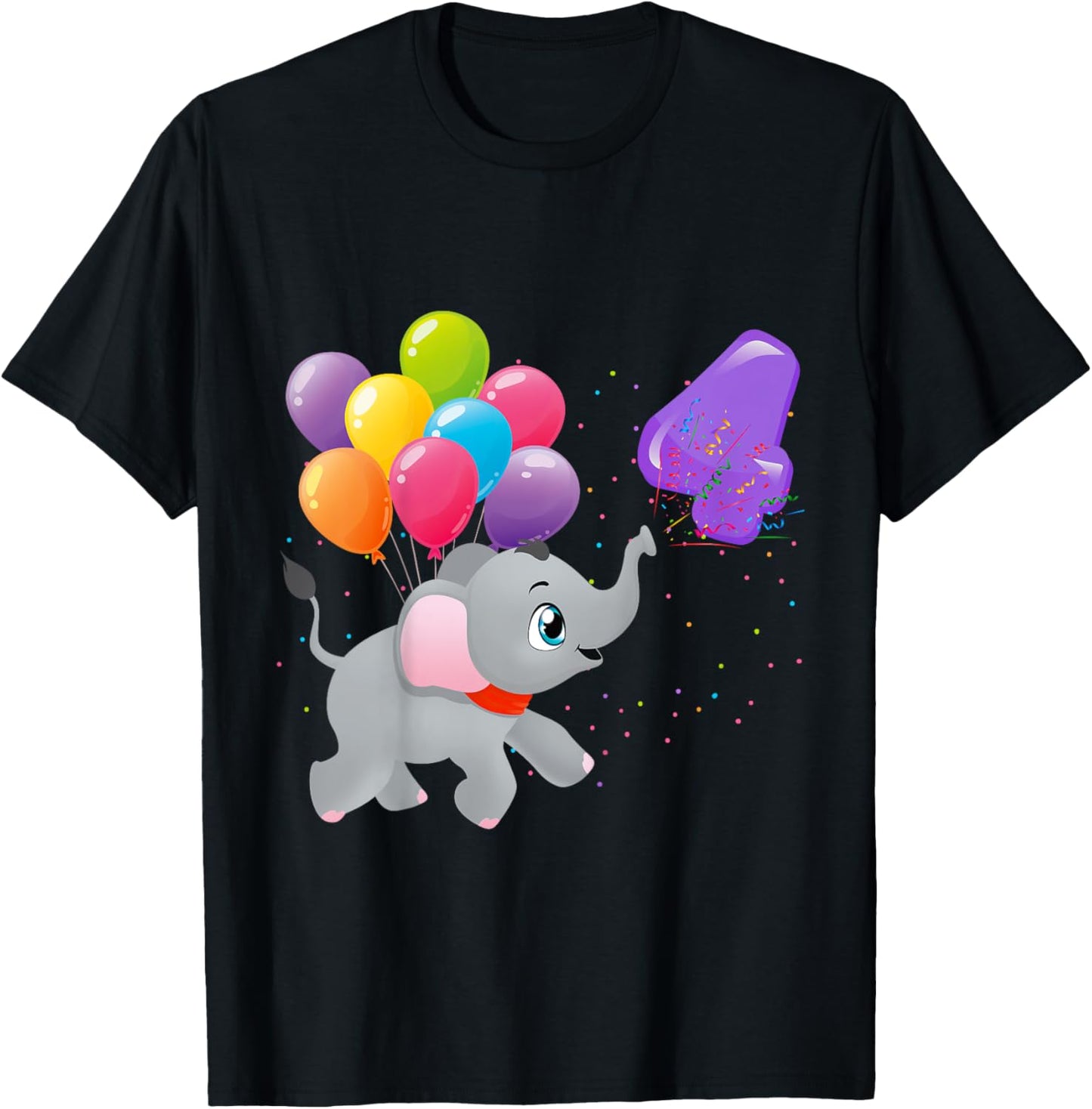 Kids Elephant 4 Years Old Zoo Animals Boys 4th Birthday T-Shirt - T-Shirt | Black