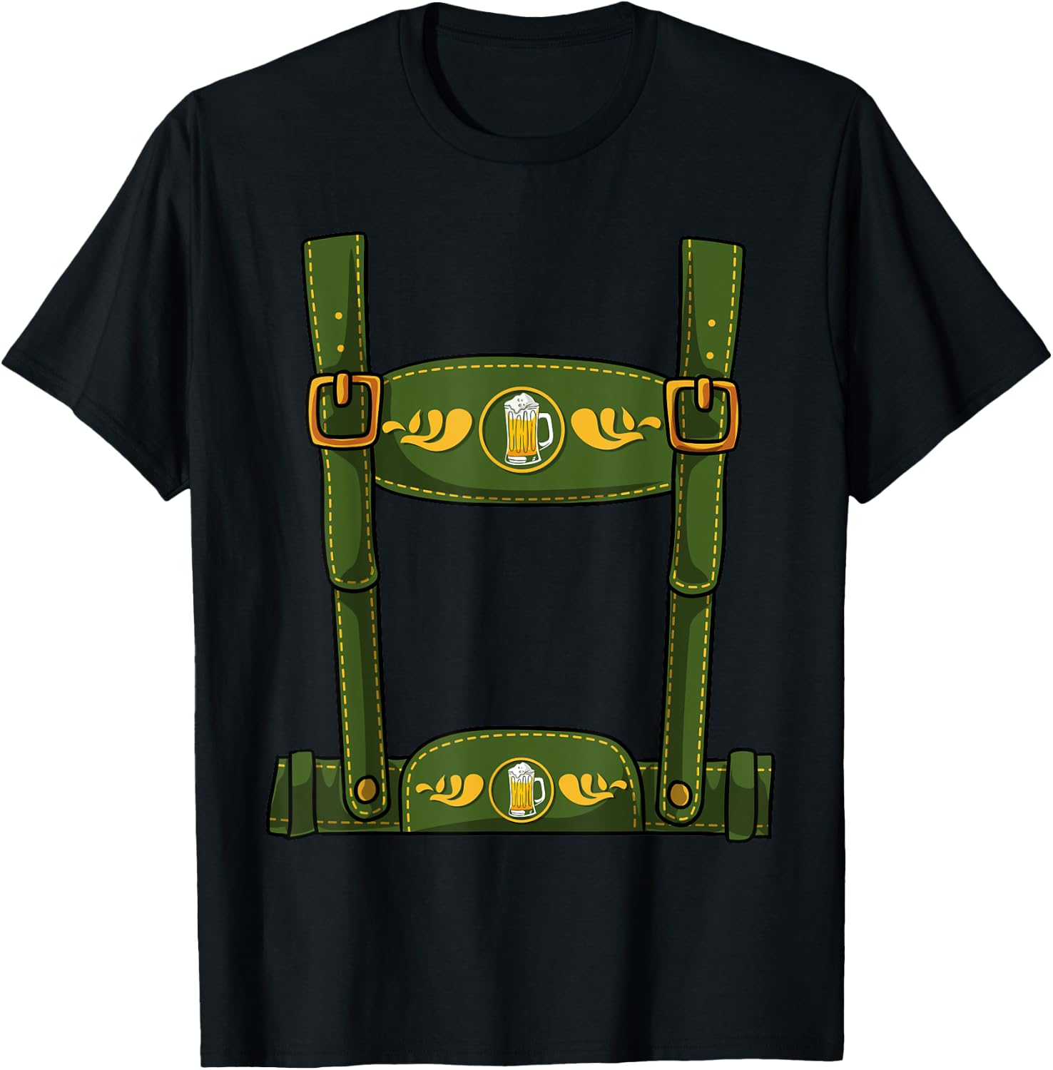 Oktoberfest Halloween Costume - Men's Leather Trousers T-Shirt - T-Shirt | Black