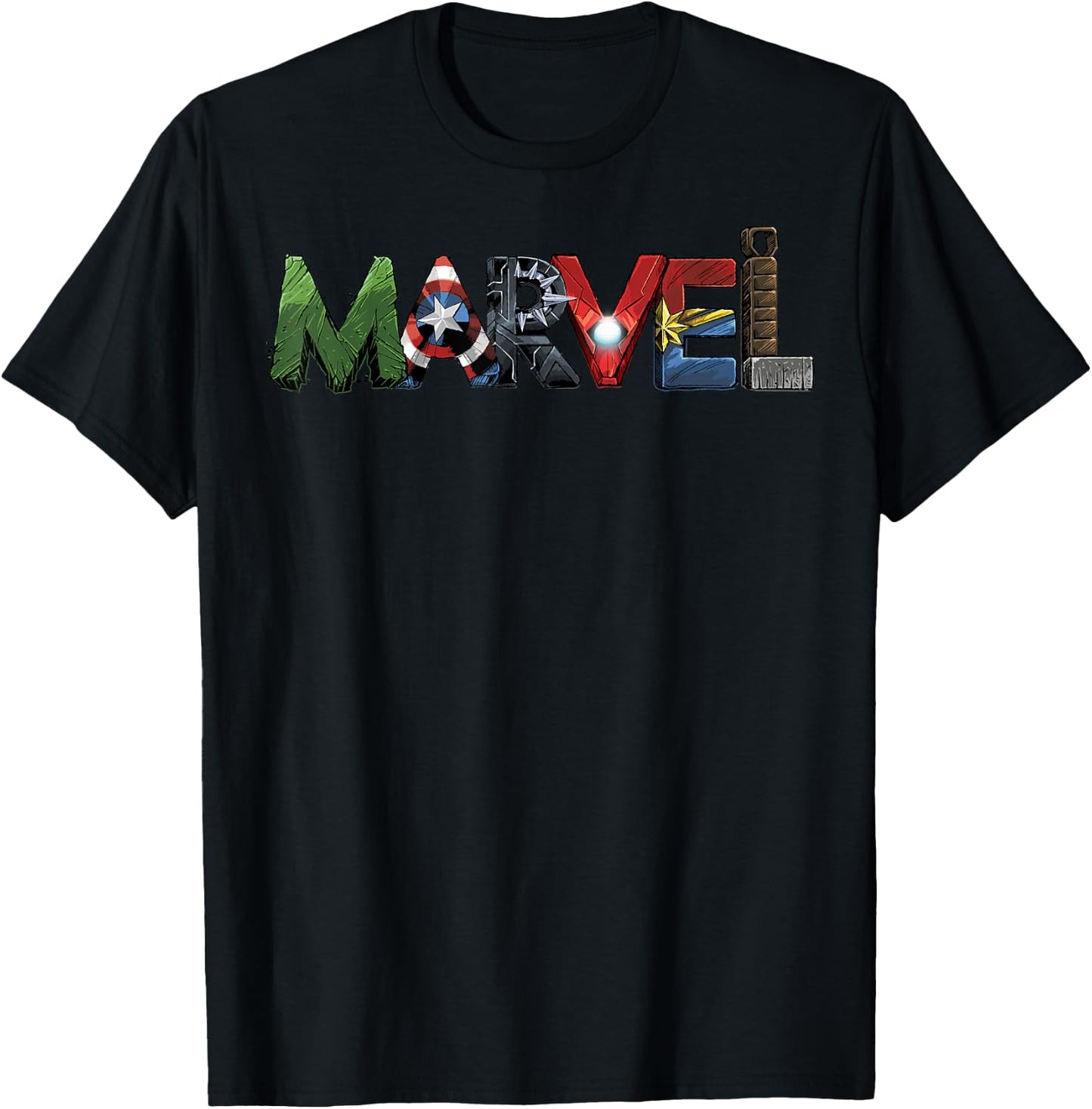 Marvel Avengers Character Text Portrait Small T-Shirt - T-Shirt | Black