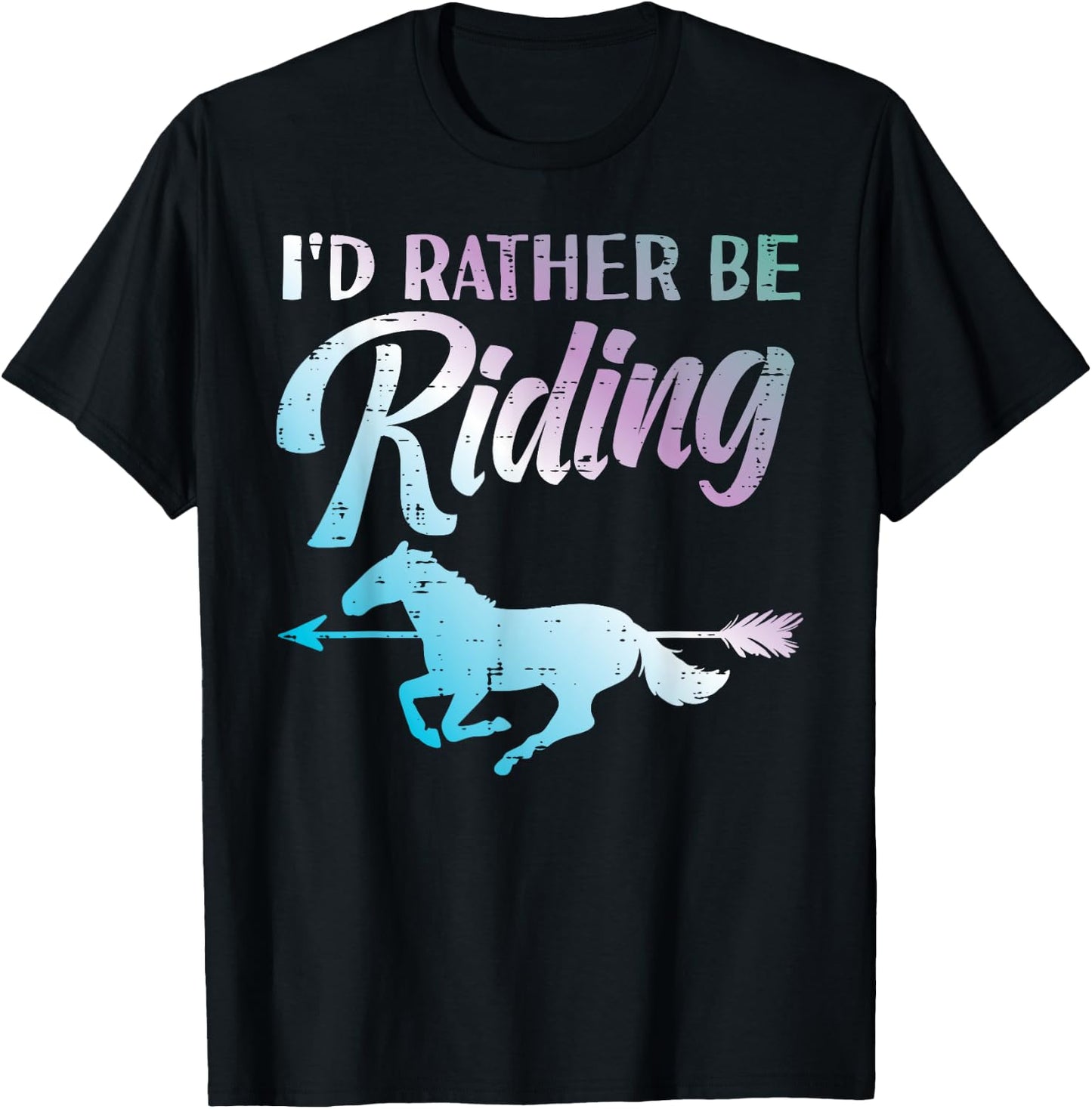 Id Rather Be Riding Horse Rider Equestrian Men Women Kids T-Shirt - T-Shirt | Black