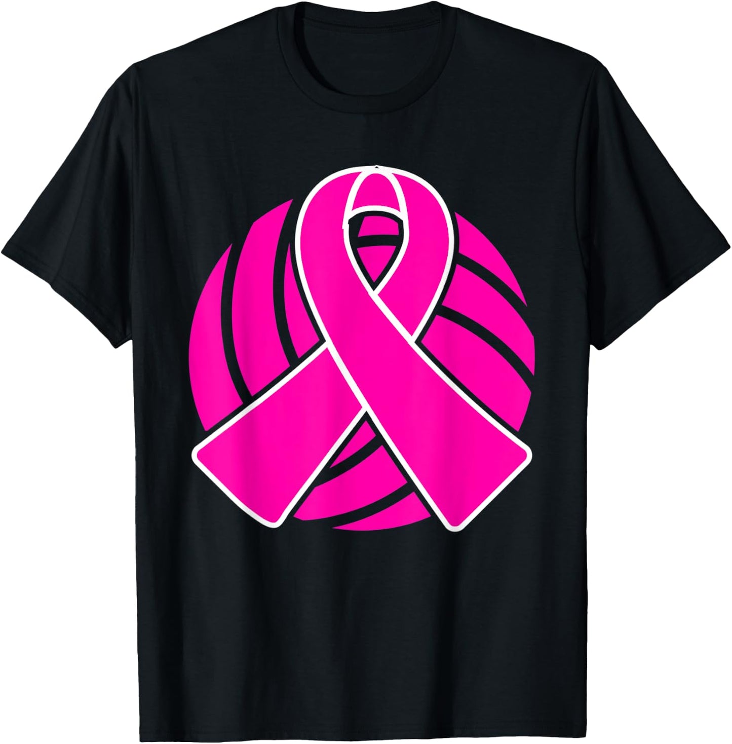 Breast Cancer Volleyball Player Pink Ribbon Awareness T-Shirt - T-Shirt | Black
