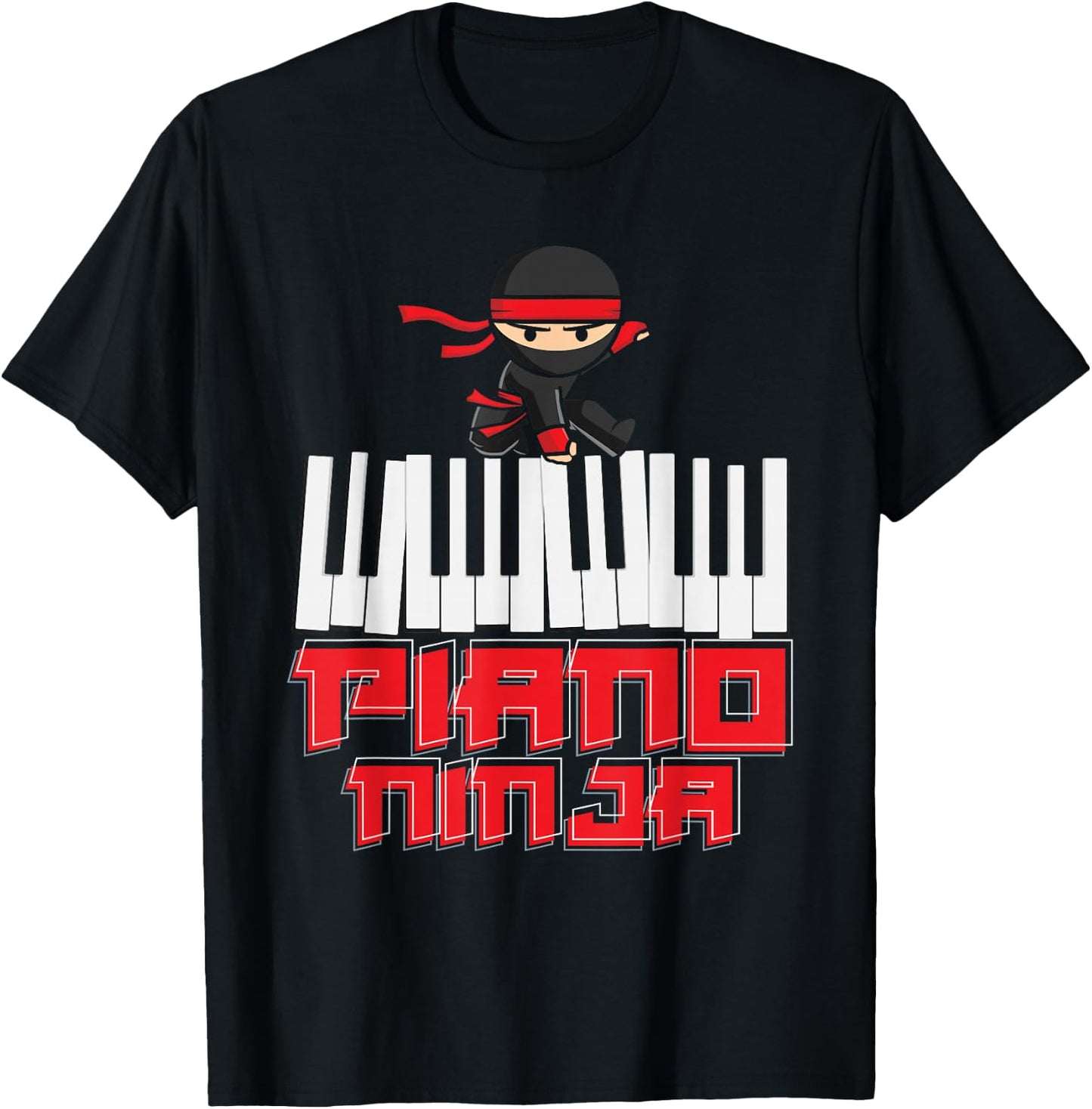 Piano Ninja Pianist Keyboard Player Musician Funny Piano T-Shirt - T-Shirt | Black