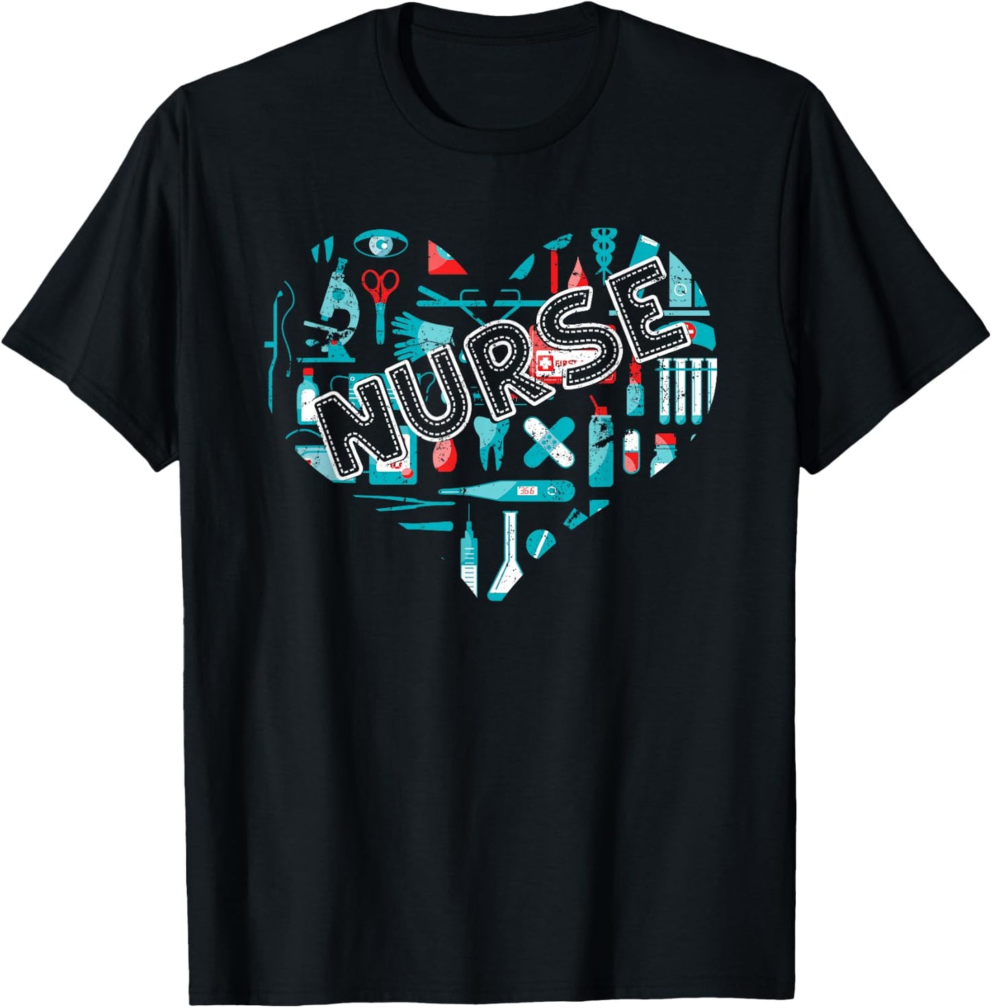 Nursing Heart Healthcare Med Staff Nursery Hospital Nurse T-Shirt - T-Shirt | Black