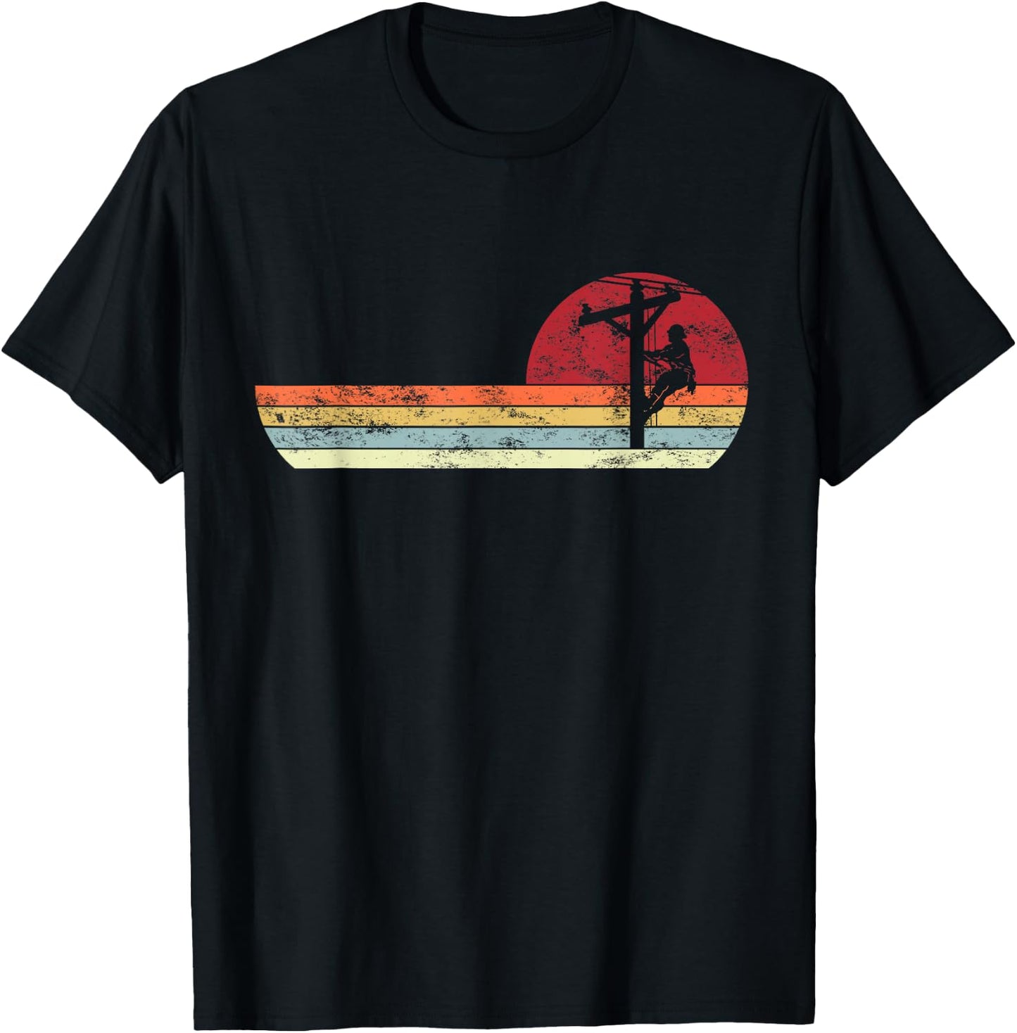 Lineman Retro Style Electrician T-Shirt - T-Shirt | Black