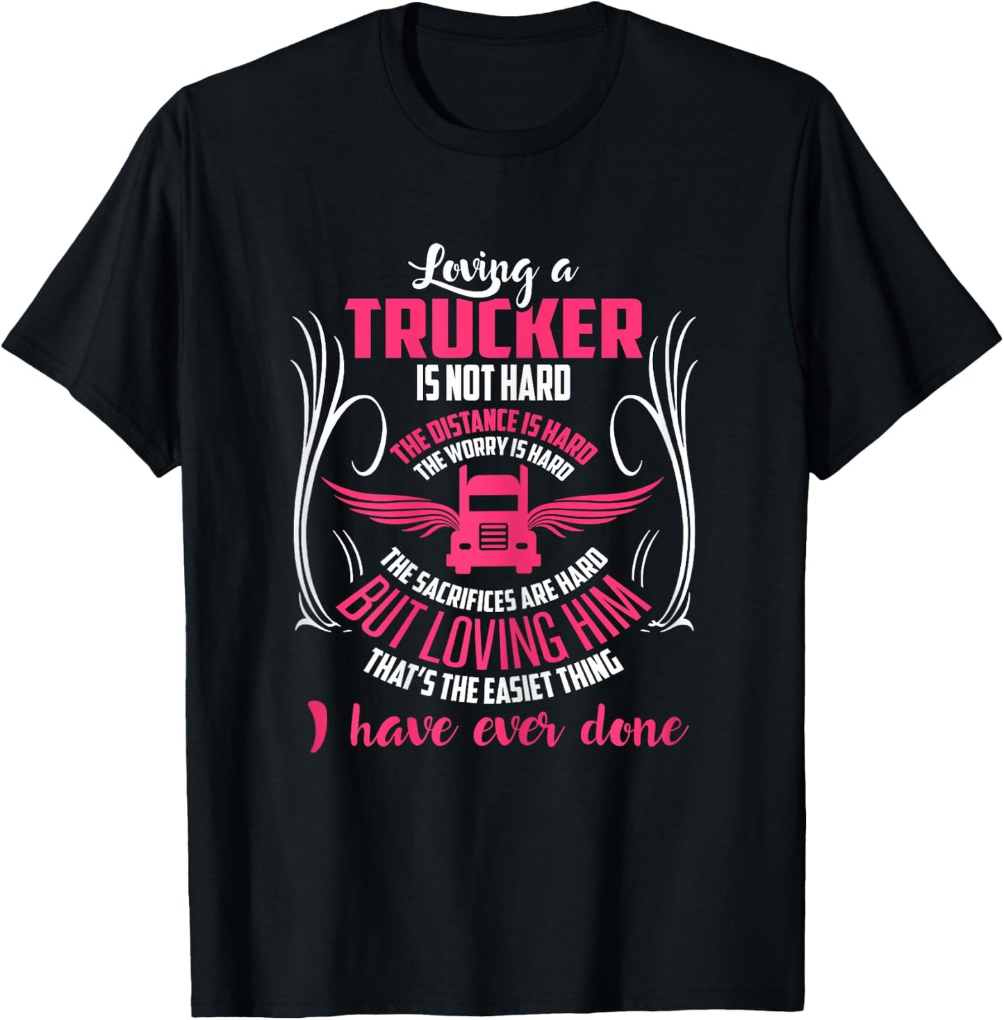 Trucker Truck Driver Girlfriend Wife T Shirts Gifts T-Shirt - T-Shirt | Black