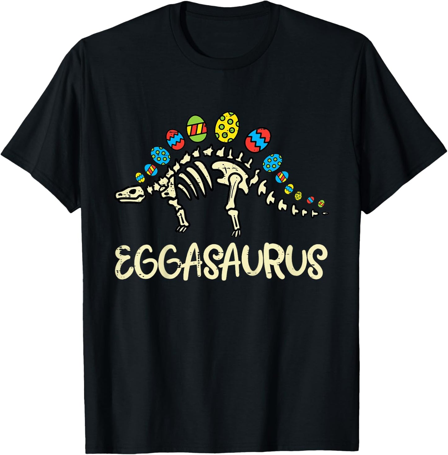 Kids Eggasaurus Easter Stegosaurus Dinosaur Boys Kids Toddler T-Shirt - T-Shirt | Black