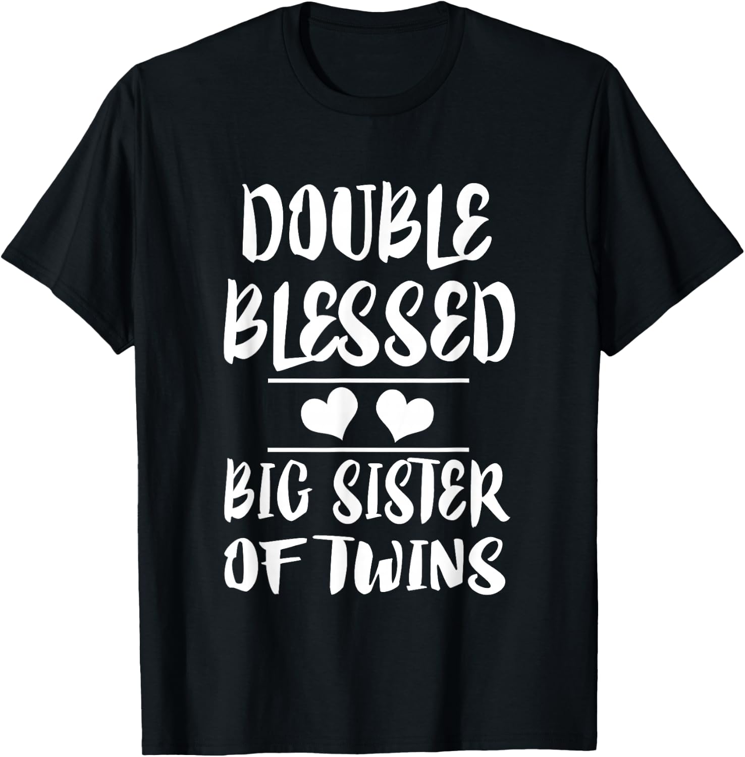 Double Blessed Big Sister Of Twins Gift T-Shirt - T-Shirt | Black