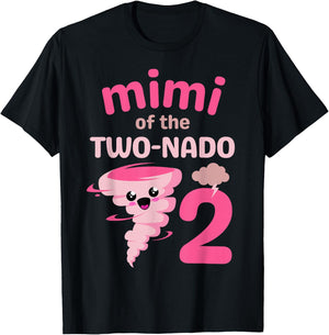 Mimi of the Two-nado Tornado Theme 2nd Birthday Party Kids T-Shirt - T-Shirt | Black