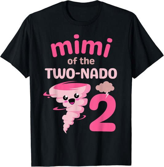 Mimi of the Two-nado Tornado Theme 2nd Birthday Party Kids T-Shirt - T-Shirt | Black
